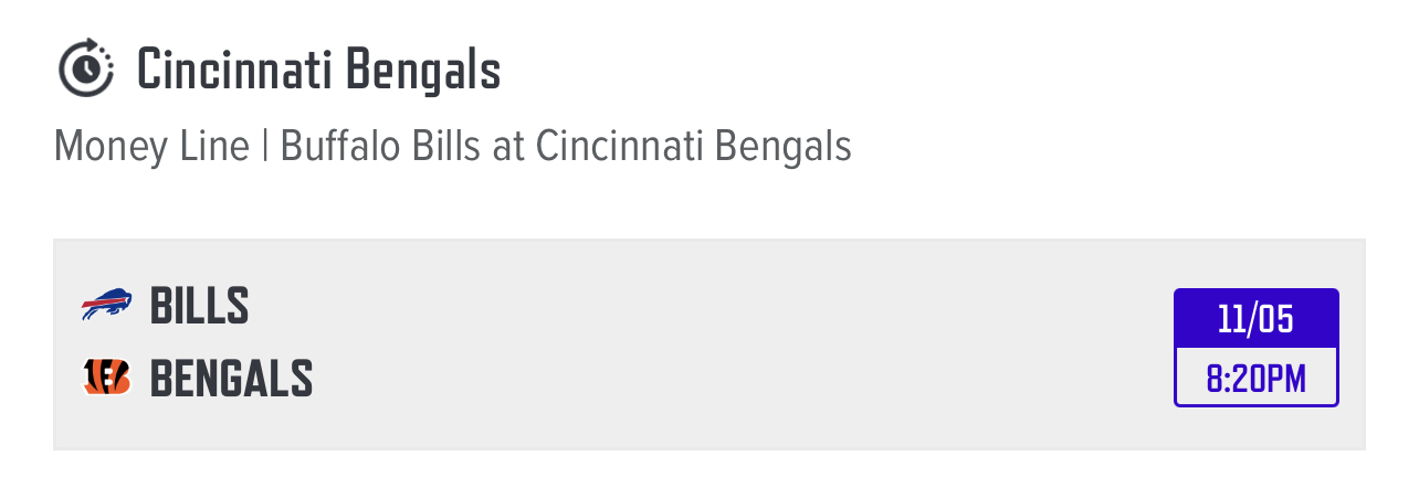 Sunday Night Football Picks: Bengals ML