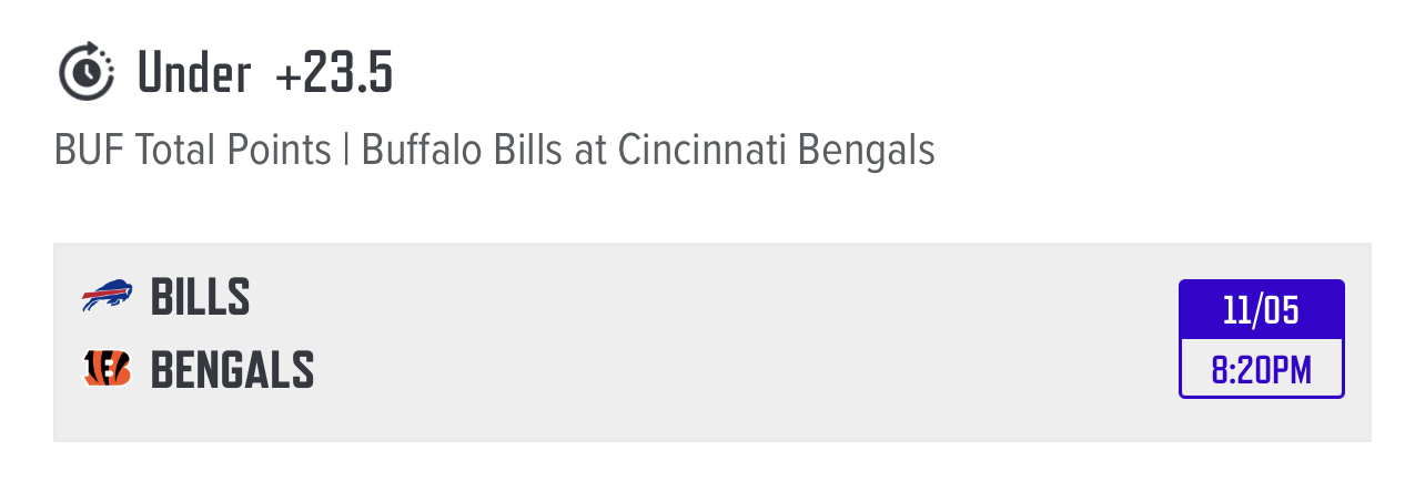 Bills vs. Bengals: Bills Alt. Total